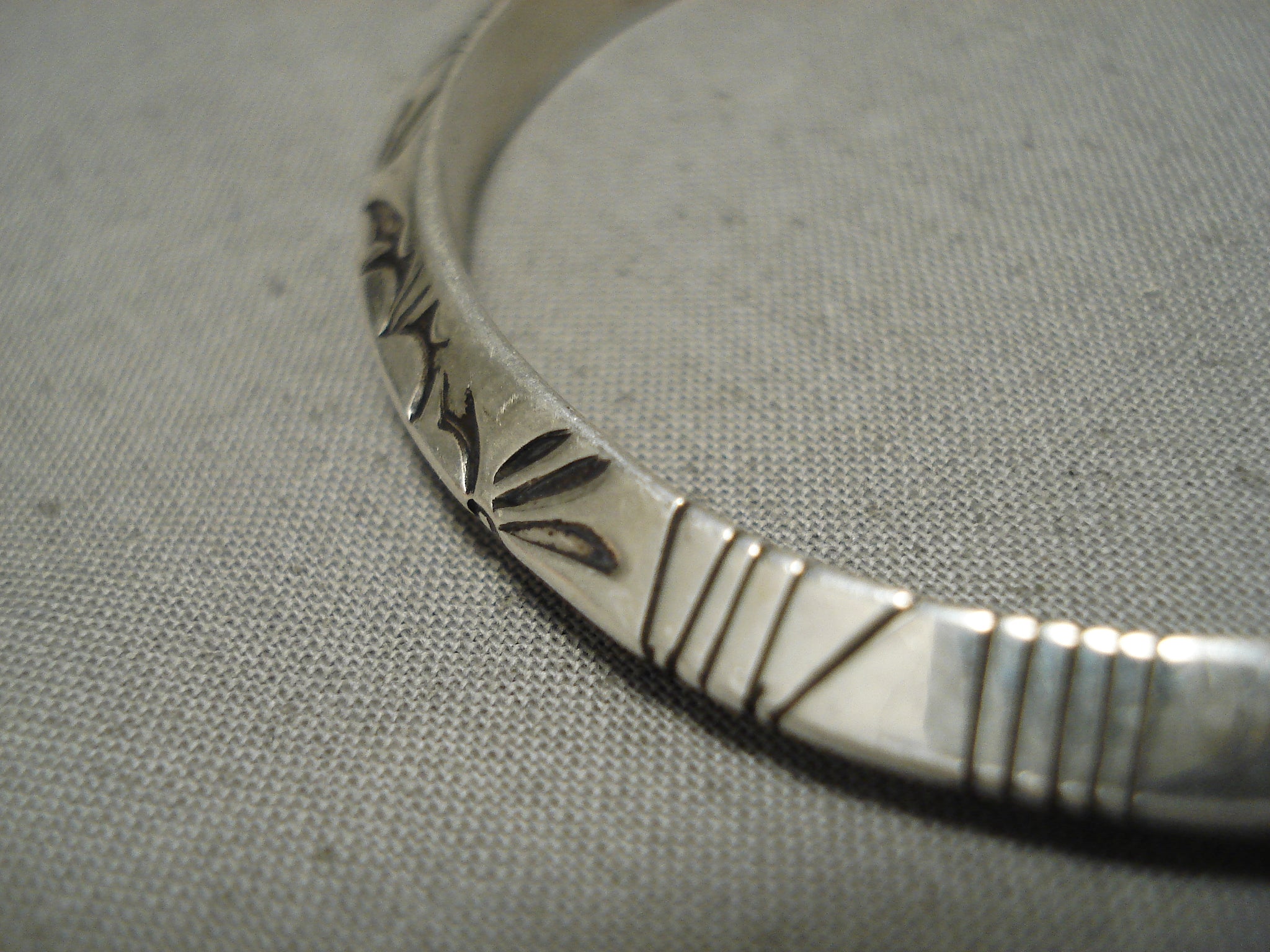 Striking Vintage Navajo Beveled Bangle Sterling Silver Native