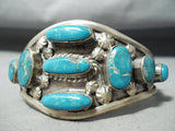 Museum Vintage Native American Navajo Morenci Turquoise Sterling Silver Bracelet Old-Nativo Arts