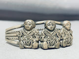 One Of The Most Detailed Vintage Native American Navajo Sterling Silver Bracelet-Nativo Arts