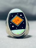 Heavy Men's Thick Native American Navajo Turquoise Sterling Silver Ring-Nativo Arts