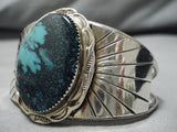 Superlative Vintage Native American Navajo Spiderweb Turquoise Sterling Silver Bracelet Old-Nativo Arts