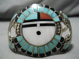 One Of The Best Vintage Native American Zuni Turquoise Sterling Silver Inlay Bracelet-Nativo Arts