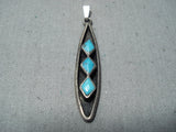 Impressive Vintage Native American Navajo Kingman Turquoise Sterling Silver Pendant-Nativo Arts