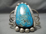 Opulent Vintage Native American Navajo Blue Gem Turquoise Sterling Silver Bracelet Old-Nativo Arts