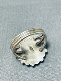 Dynamic Vintage Native American Navajo Blue Gem Turquoise Sterling Silver Ring Signed C. Bia-Nativo Arts