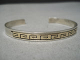 Incredible Vintage Native American Navajo 14k Gold Sterling Silver Geometric Bracelet-Nativo Arts
