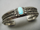 Thick And Very Old!! Vintage Native American Navajo Turquoise Sterling Silver Bracelet Old-Nativo Arts