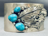Important Blue Thunder Turquoise Vintage Native American Navajo Sterling Silver Bracelet-Nativo Arts