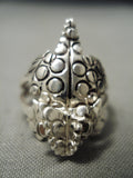 So Intricate!! Navajo Horney Toad Sterling Silver Native American Ring-Nativo Arts