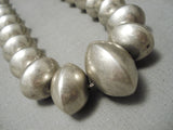One Of The Finest Hand Tooled Vintage Native American Navajo Sterling Silver Bead Necklace-Nativo Arts