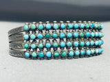 One Of The Best Early 1900's Vintage Native American Zuni Turquoise Sterling Silver Bracelet-Nativo Arts