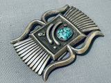 Important Roy Vandever Vintage Native American Navajo Turquoise Sterling Silver Heavy Buckle-Nativo Arts