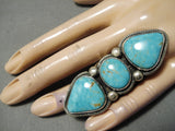 Vivid Native American Navajo Carico Lake Turquoise Sterling Silver Heavy Ring-Nativo Arts