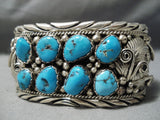 Mark Smith Vintage Native American Navajo Morenci Turquoise Sterling Silver Bracelet Old-Nativo Arts