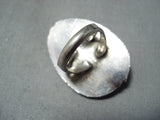 Huge Chunky Vintage Native American Navajo Persin Turquoise Sterling Silver Ring Old-Nativo Arts