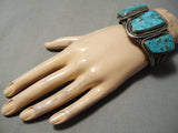 One Of The Best Vintage Native American Navajo Old Kingman Turquoise Sterling Silver Bracelet-Nativo Arts
