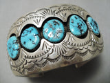 Important 3d Technique Vintage Native American Navajo Turquoise Sterling Silver Bracelet-Nativo Arts