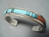 Native American Astonishing Zuni Turquoise And Coral Sterling Silver Bracelet-Nativo Arts