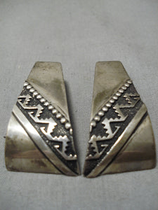 Guaranteed Authentic Vintage Native American Navajo Thomas Singer Sterling Silver Earrings-Nativo Arts