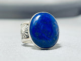 Vibrant Native American Navajo Lapis Sterling Silver Ring Signed-Nativo Arts