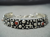 Remarkable Navajo Coral Sterling Silver Bracelet Native American-Nativo Arts
