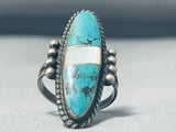 Native American Gorgeous Vintage Santo Domingo Turquoise Mother Of Pearl Sterling Silver Ring-Nativo Arts