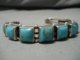 Incredible Vintage Native American Navajo Domed Morenci Turquoise Sterling Silver Bracelet Old-Nativo Arts