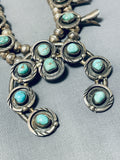 Women's Vintage Native American Navajo Royston Turquoise Sterling Silver Squash Blossom Necklace-Nativo Arts