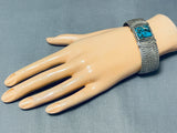 Native American One Of Most Precise Sun Stamp Vintage Navajo Turquoise Sterling Silver Bracelet-Nativo Arts