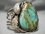 Vivid Natural Green Vintage Native American Navajo Royston Turquoise Sterling Silver Bracelet-Nativo Arts