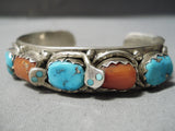 Authentic Vintage Native American Zuni Effie Calavaza Snake Turquoise Sterling Silver Bracelet-Nativo Arts