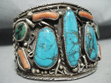 Massive Vintage Native American Navajo Blue Diamond Turquoise Sterling Silver Bracelet-Nativo Arts