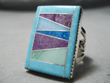 Huge Towering Navajo Native American Turquoise Sterling Silver Ring-Nativo Arts
