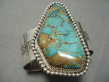 Huge Heavy Native American Navajo Ray Nez Native American Navajo Turquoise Sterling Silver Bracelet-Nativo Arts