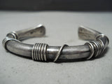 Thick Authentic Vintage Native American Navajo Orvville Tsinnie Sterling Silver Coil Bracelet-Nativo Arts