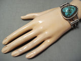 Rare Blue Wind Turquoise Vintage Native American Navajo Sterling Silver Bracelet Old-Nativo Arts
