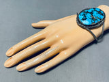 Massive Morenci Turquoise Vintage Native American Navajo Sterling Silver Bracelet Cuff-Nativo Arts