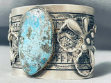 Spectacular Native American Navajo Blue Diamond Turquoise Sterling Silver Bracelet Signed-Nativo Arts