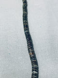 Native American Very Rare Vintage Santo Domingo All Blask Heishi Necklace Old-Nativo Arts
