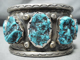 Huge Authentic Vintage Native American Navajo Turquoise Sterling Silver Bracelet-Nativo Arts