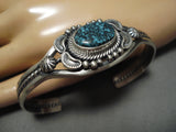 Magnificent Vintage Native American Navajo Blue Spiderweb Turquoise Sterling Silver Bracelet-Nativo Arts