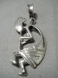 Incredible Vintage Navajo Sterling Silver Kokopelli Pendant Old Native American-Nativo Arts