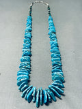 Magnificent Vintage Native American Navajo Kingman Turquoise Sterling Silver Necklace-Nativo Arts