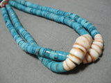 One Of The Longest Vintage Santo Domingo Native American Navajo Turquoise Heishi Necklace-Nativo Arts
