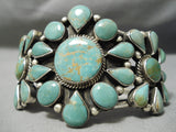 One Of Best Vintage Native American Navajo Teardrop Royston Turquoise Sterling Silver Bracelet-Nativo Arts