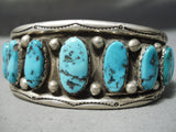 Museum Vintage Native American Navajo Turquoise Sterling Silver Swirl Bracelet-Nativo Arts