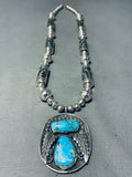Very Important Singer Vintage Native American Navajo Turquoise Sterling Silver Tube Necklace-Nativo Arts