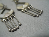Incredible Vintage Zuni Native American Sterling Silver Inlay Earrings-Nativo Arts