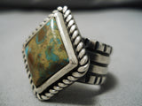 Quality Vintage Native American Navajo Ray Tracey Turquoise Sterling Silver Ring Old-Nativo Arts