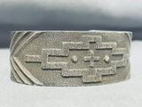 Tremendous Native American Navajo Sterling Silver Cross Bracelet Signed-Nativo Arts